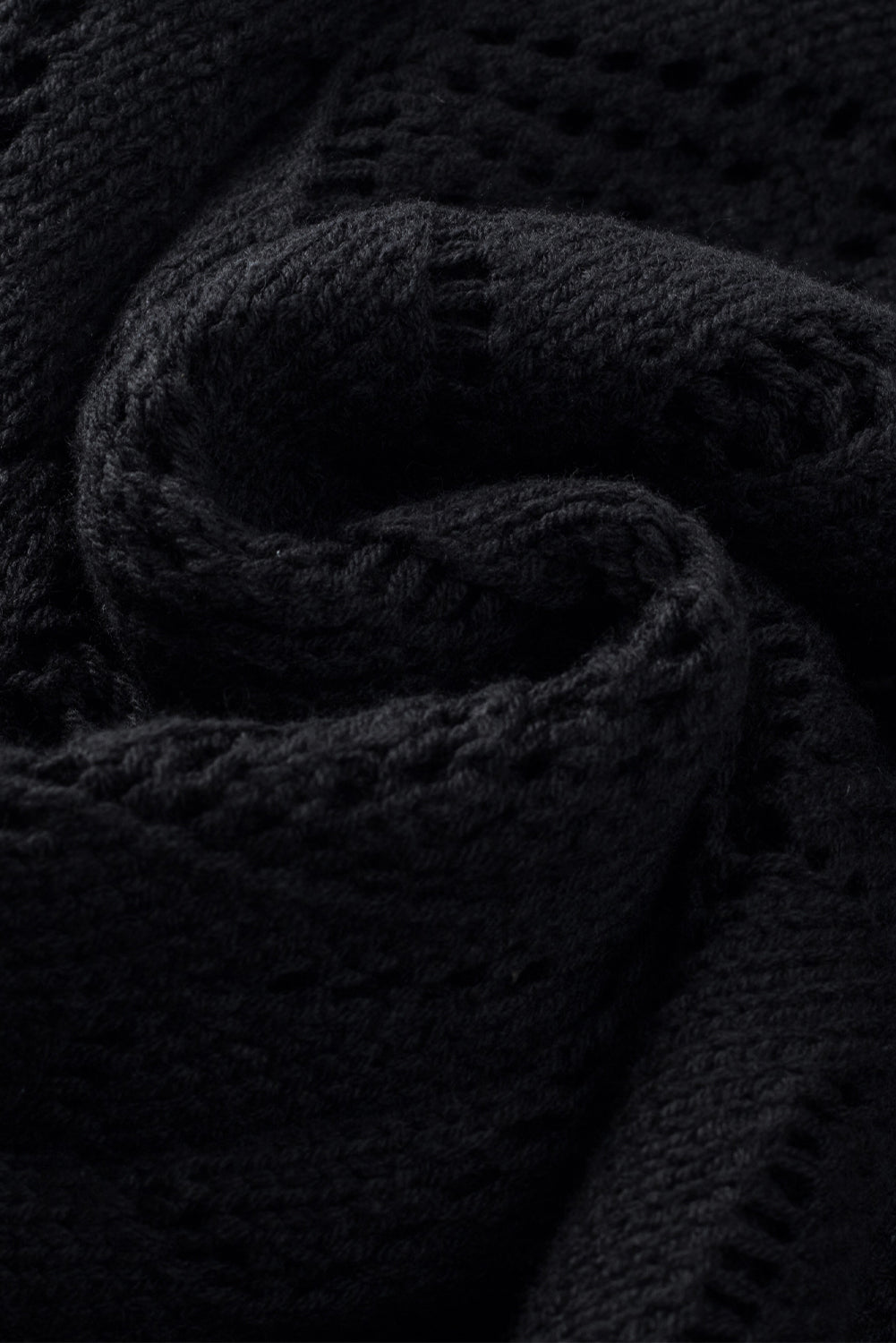 Solid Openwork Knit Button-Up Cardigan