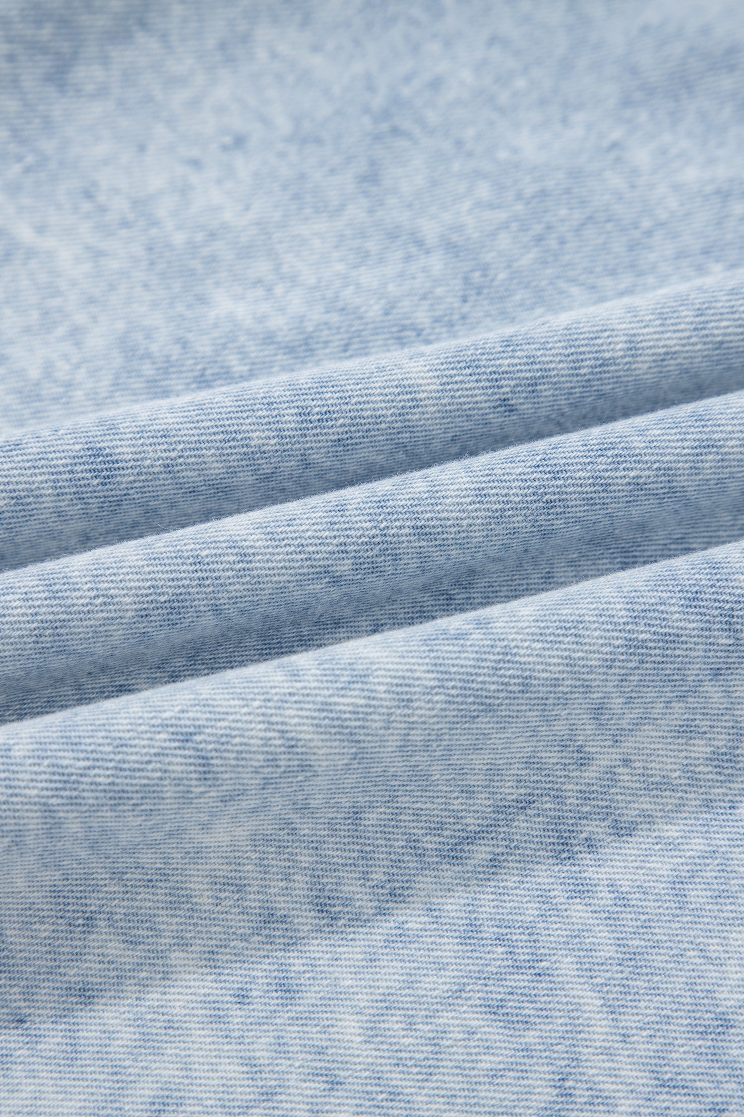 Vintage Washed Denim Pleated Ruffle Sleeve Top