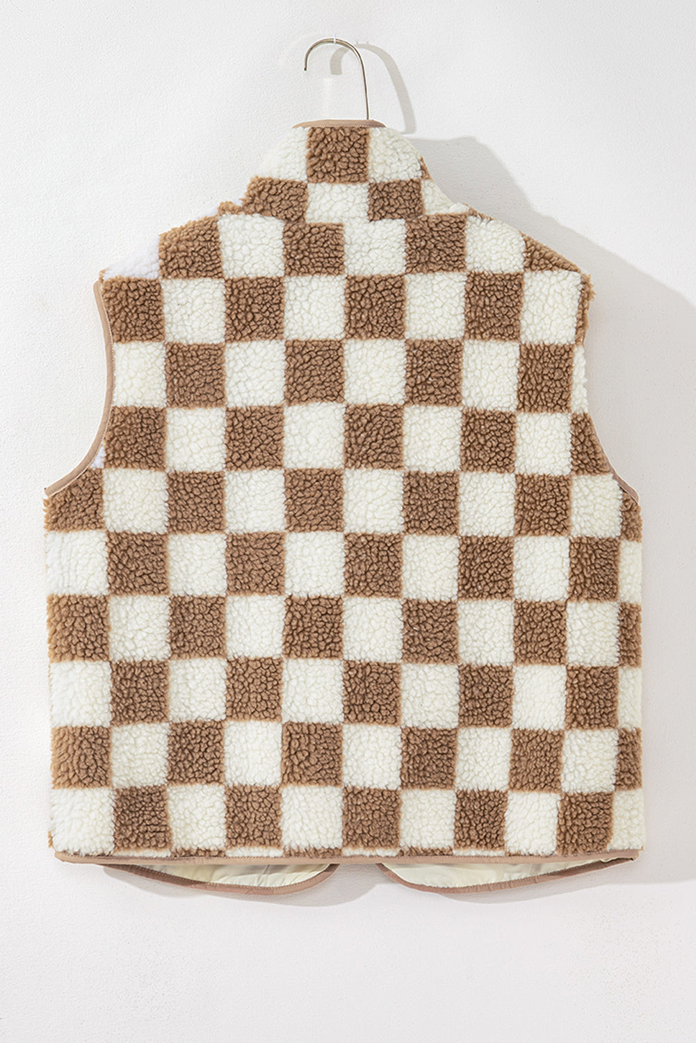 Checker Sherpa Collared Jacket Vest