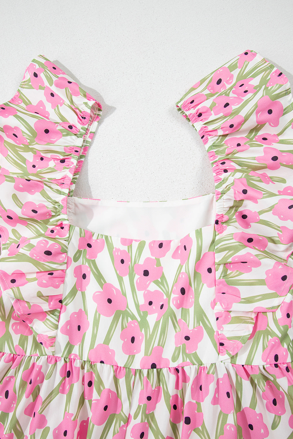 Floral Square Neck Ruffle Strap Maxi Dress