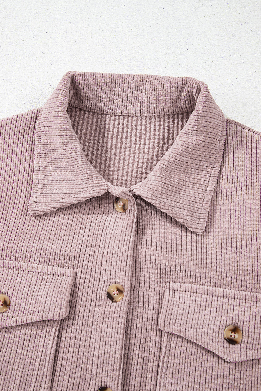 Solid Corduroy Button-Up Pocketed Shacket