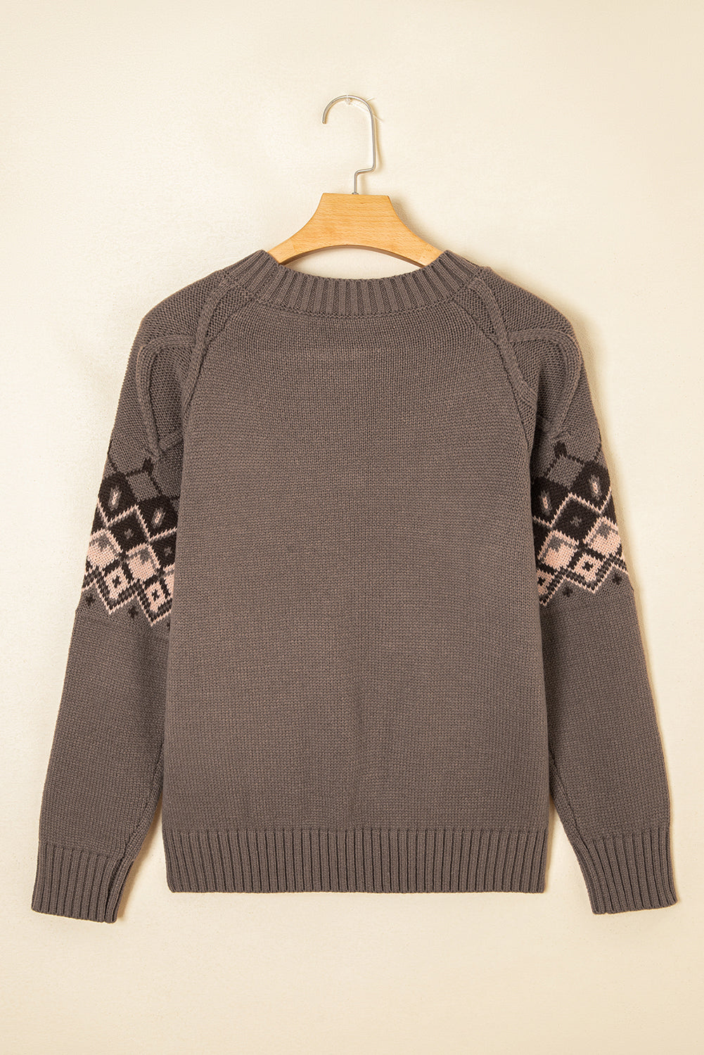 Western Geometric Knit Crew Neck Sweater
