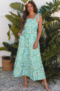 Floral Lace Tied-Strap Empire Waist Maxi Dress