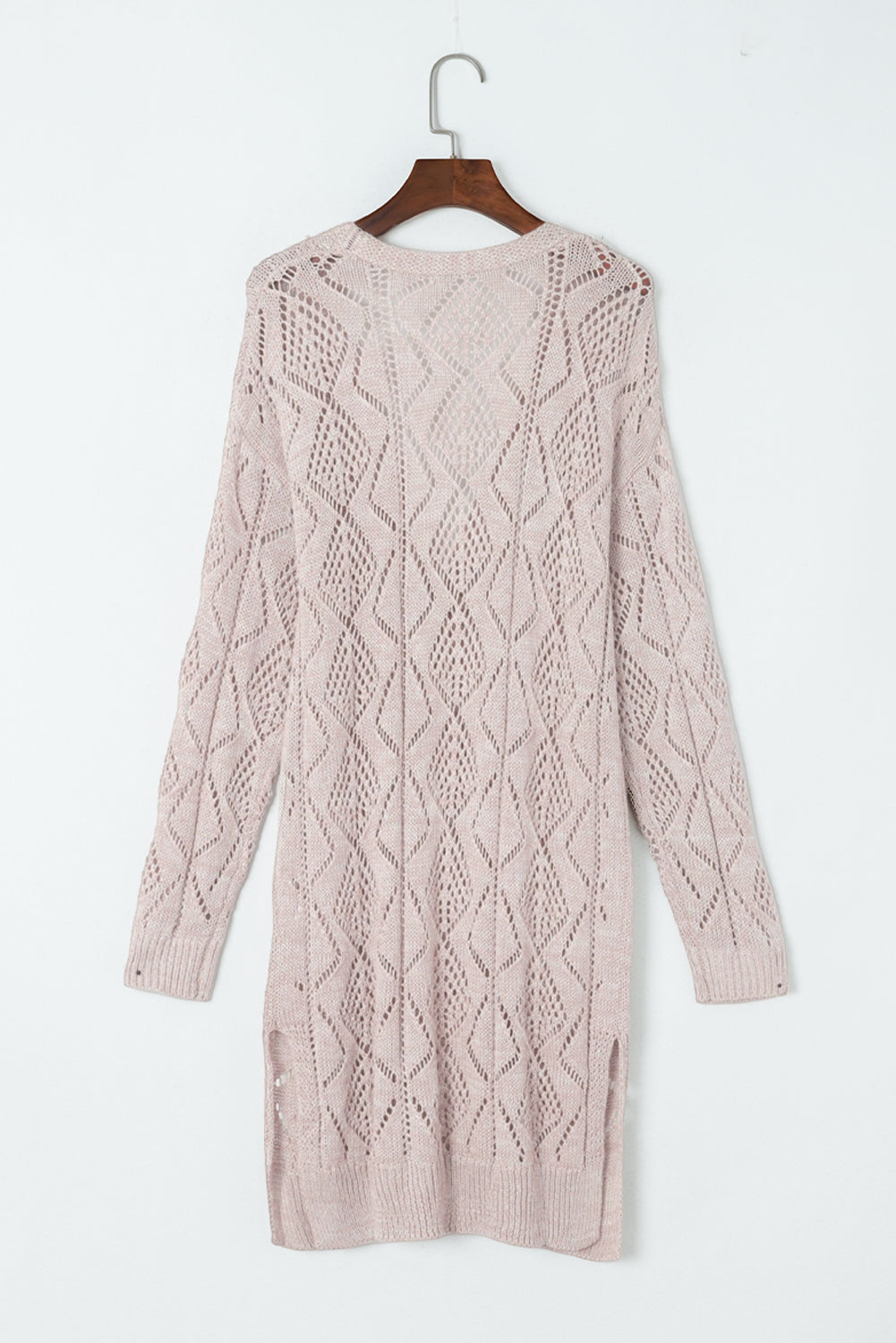 Solid Openwork Knit Button-Up Cardigan