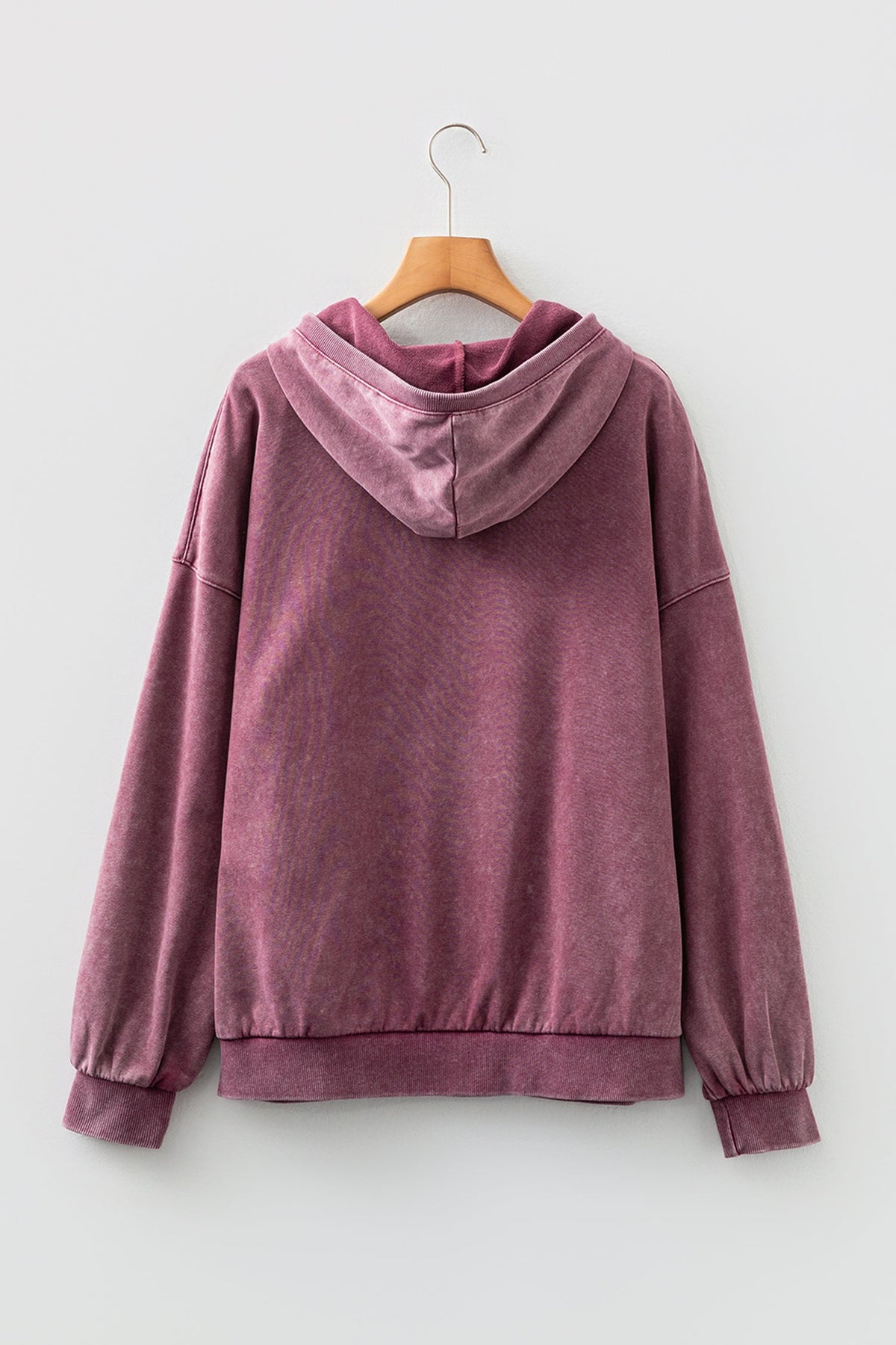 Solid Half-Zip Kangaroo Pocket Baggy Hoodie