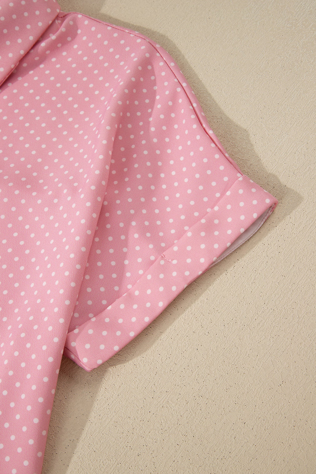 Polka Dot Cuffed Short Sleeve Shirt