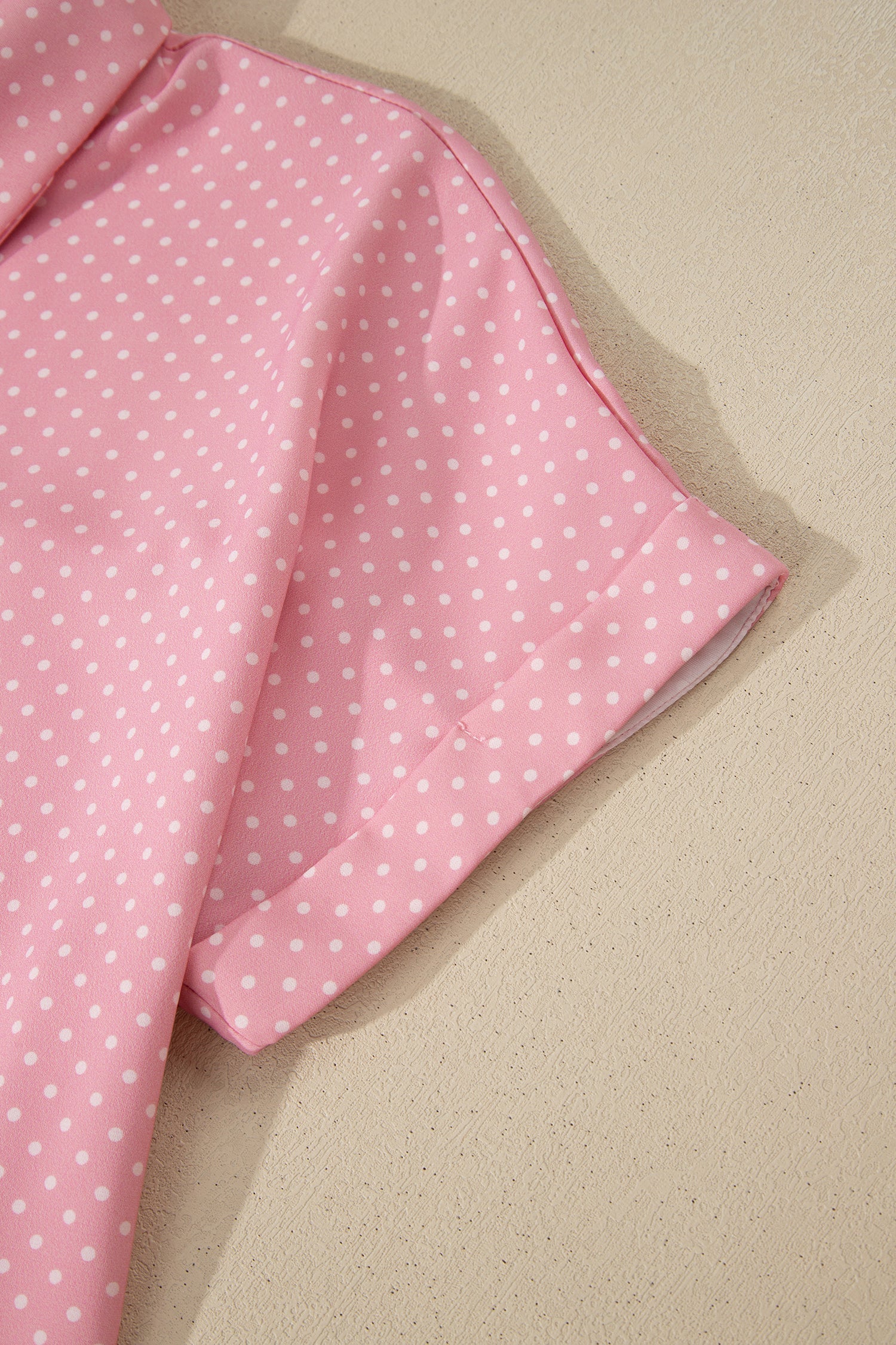 Polka Dot Cuffed Short Sleeve Shirt