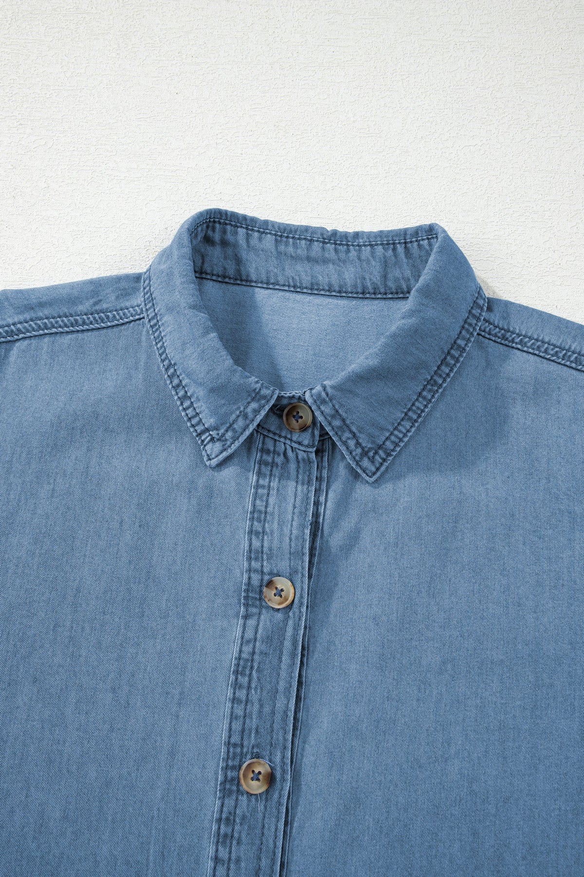 Denim Tab Sleeve Button Down Shirt