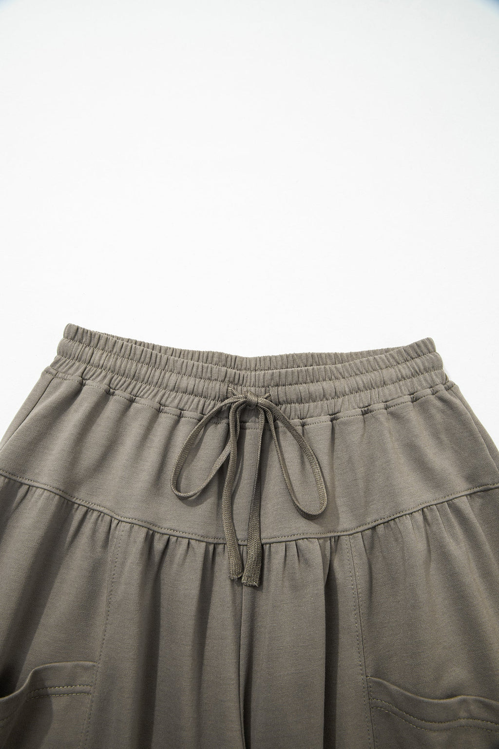 Solid Drawstring Elastic Waist Pants