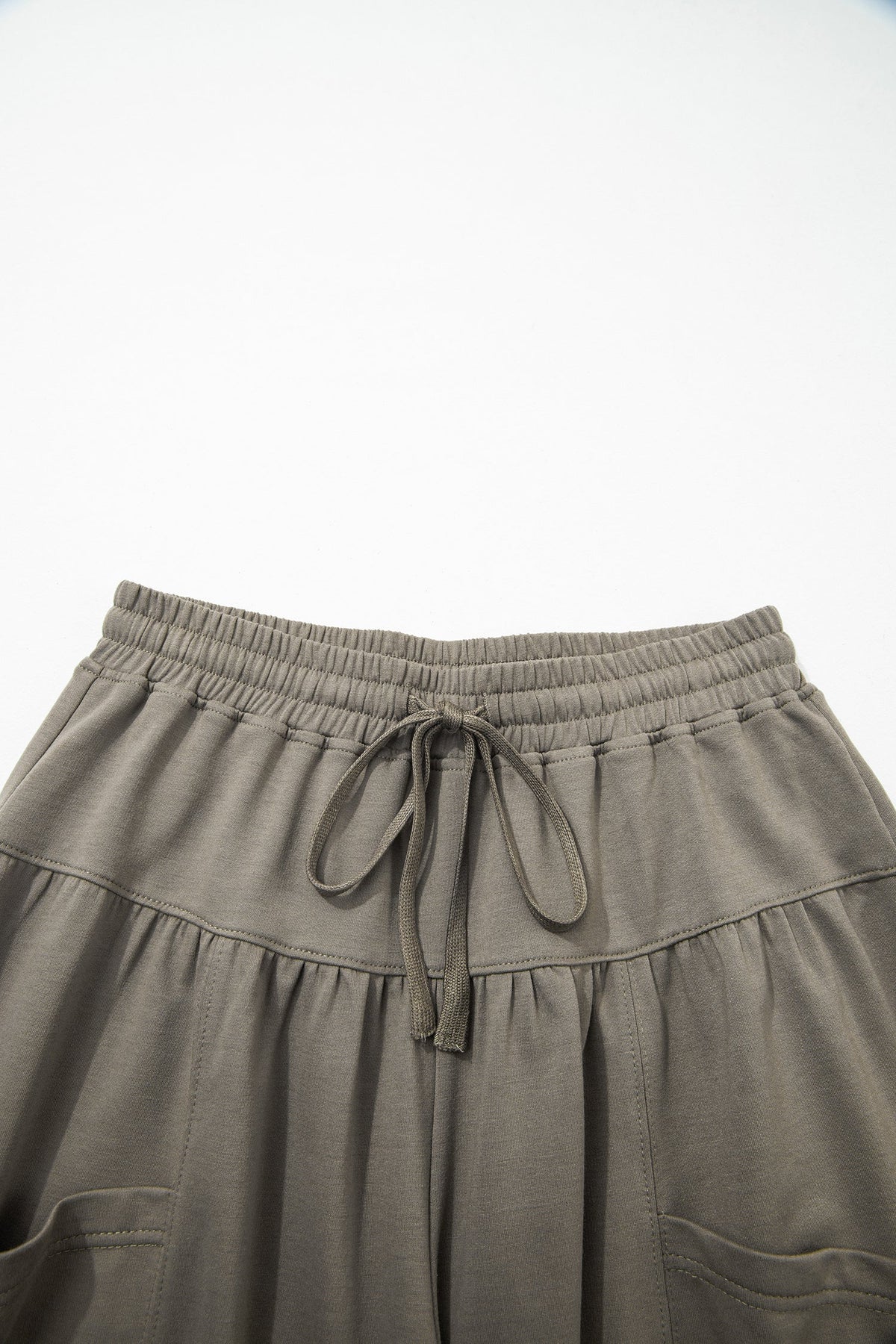 Solid Drawstring Elastic Waist Pants