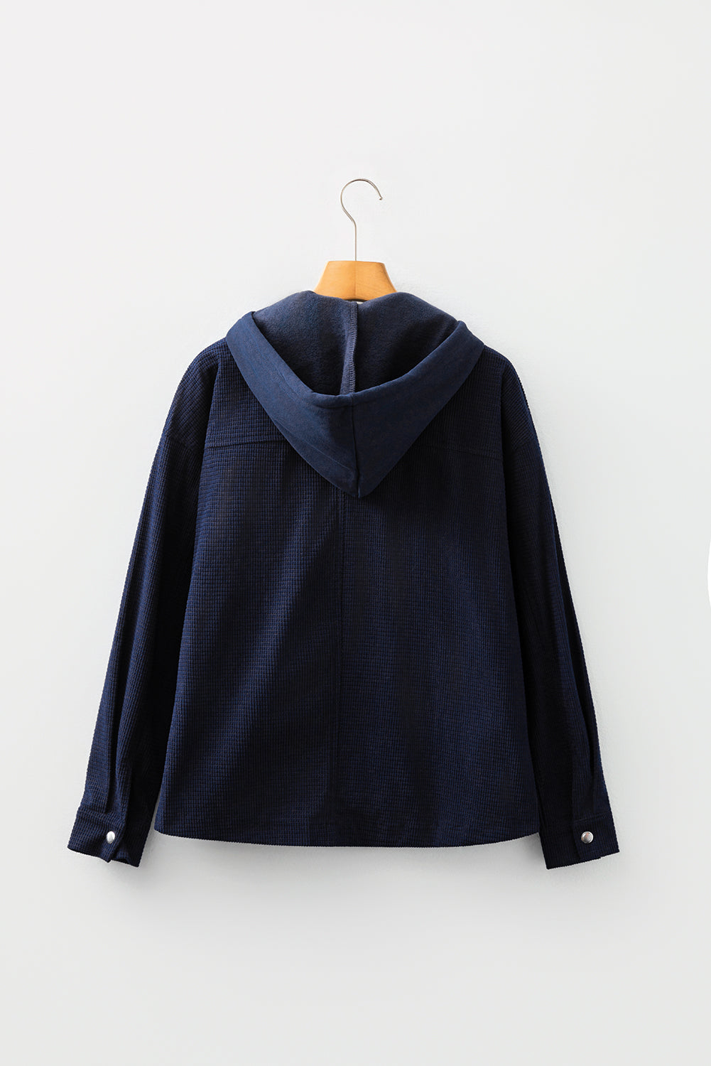 Textured Knit Pocketed Drawstring Hooded Jacket
