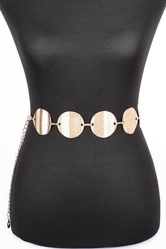 Satin Textured Disk Chain Belt