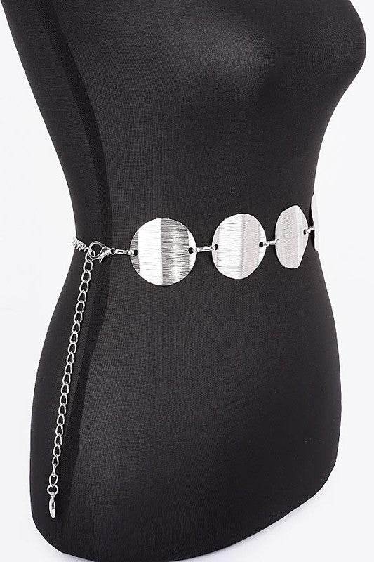 Satin Textured Disk Chain Belt