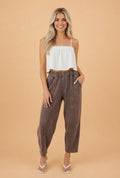 Mineral Wash Elastic Waist Barrel Leg Pants