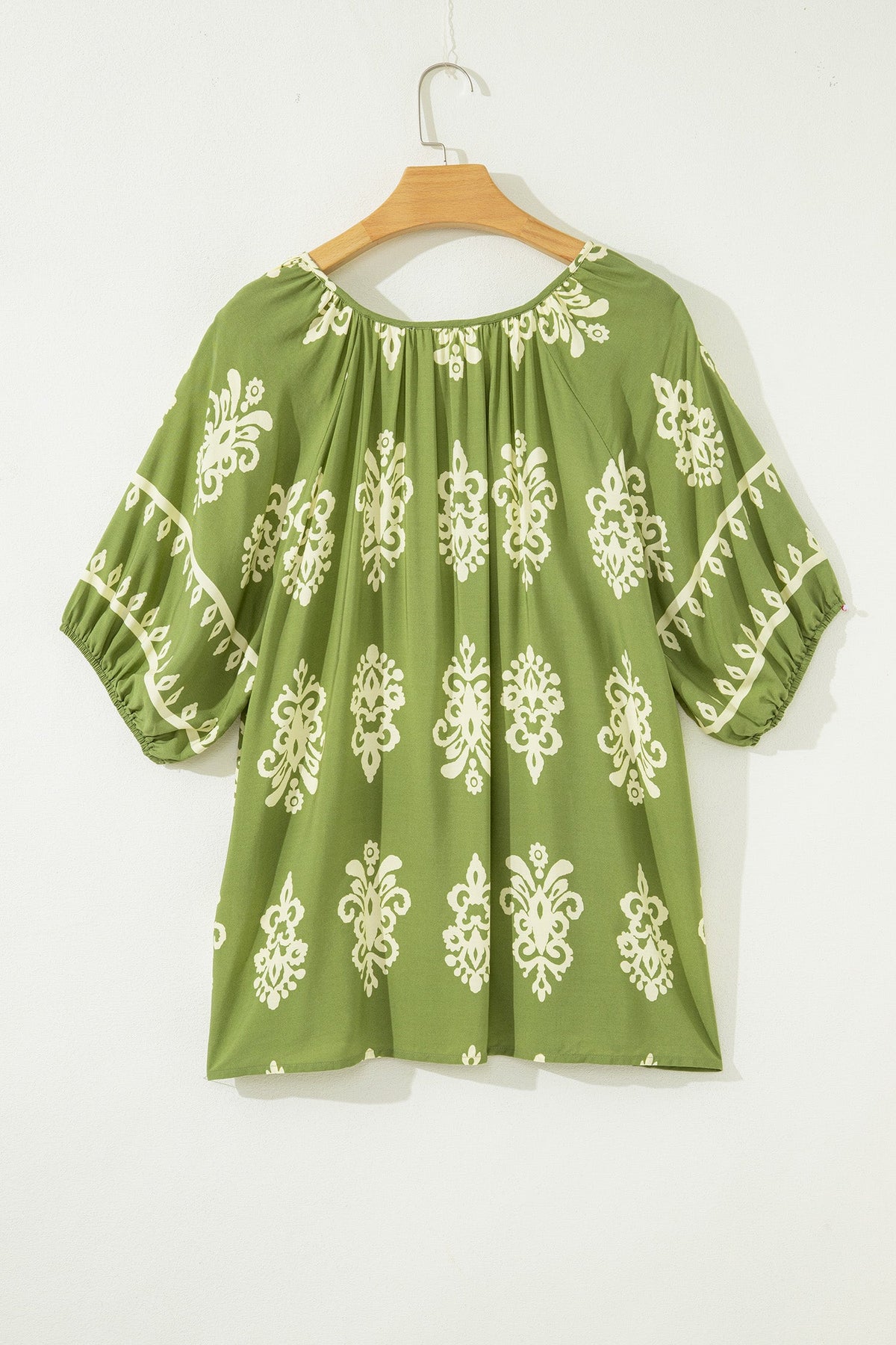 Plus Size Boho Floral Boho Notch V-Neck Top