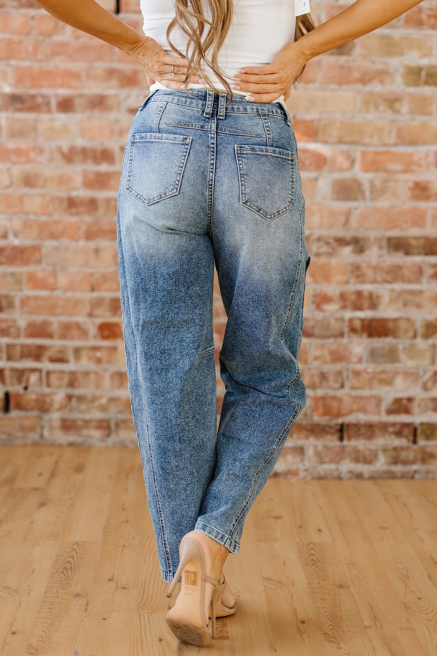 Denim Vintage Washed Seam Shift Jeans