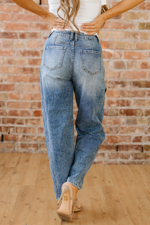 Denim Vintage Washed Seam Shift Jeans