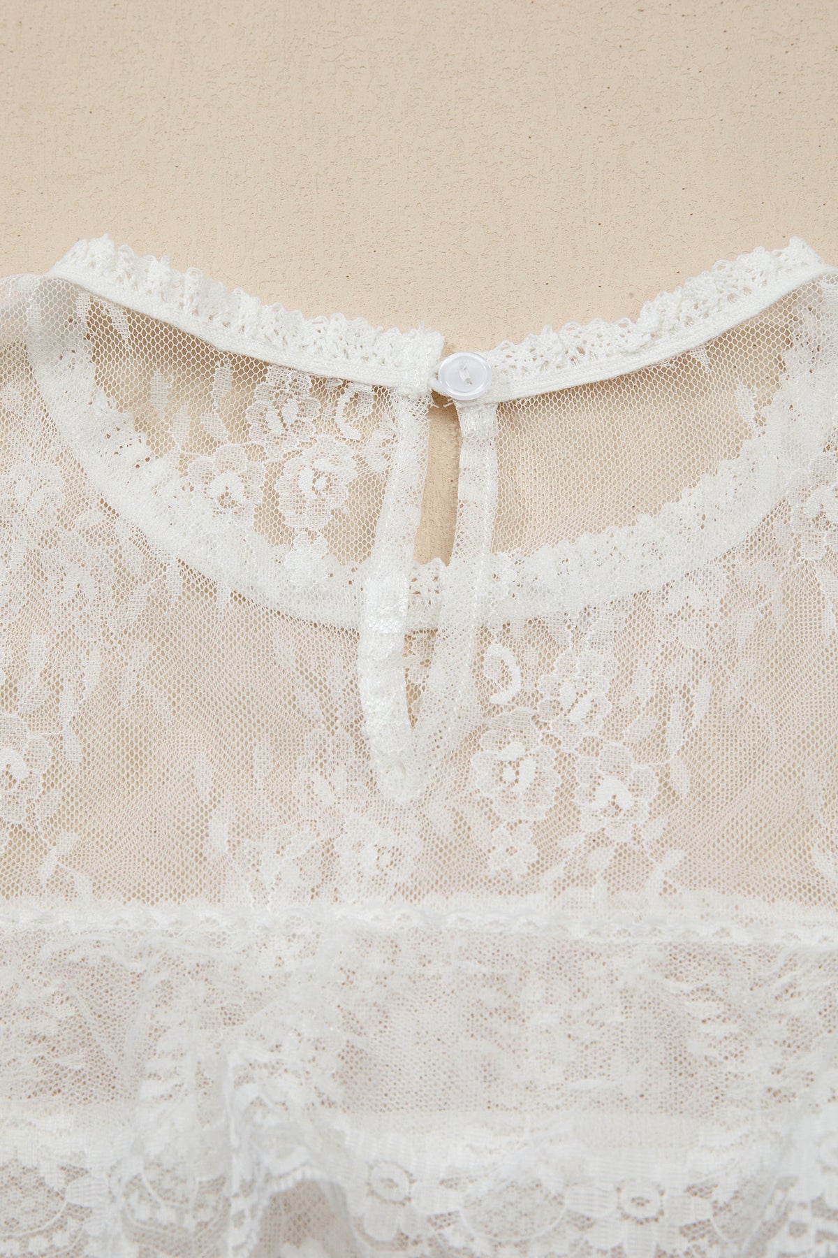 Sheer Floral Lace Ruffle Tiered Blouse & Cami