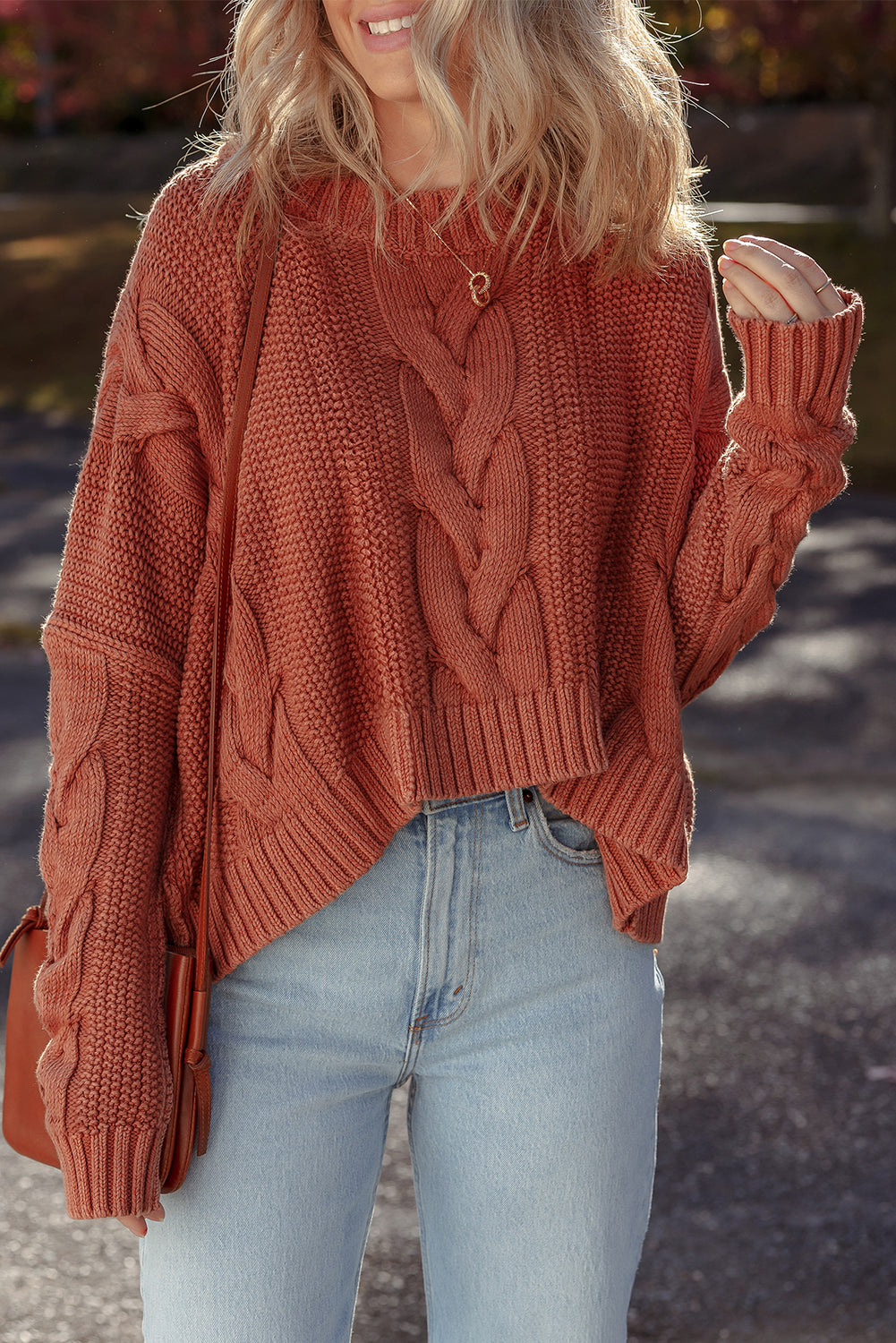 Textured Chunky Knit Long Sleeve Sweater