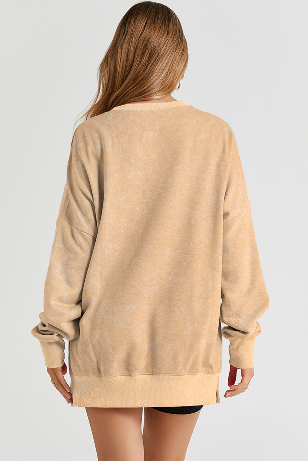 Solid Ribbed Trim Drop Shoulder Oversize Sweatshirt