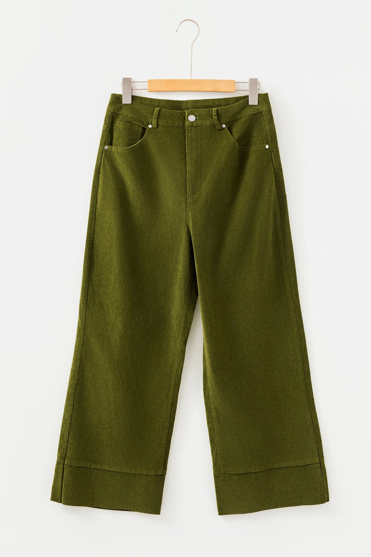 Solid Corduroy High Waist Wide Leg Pants