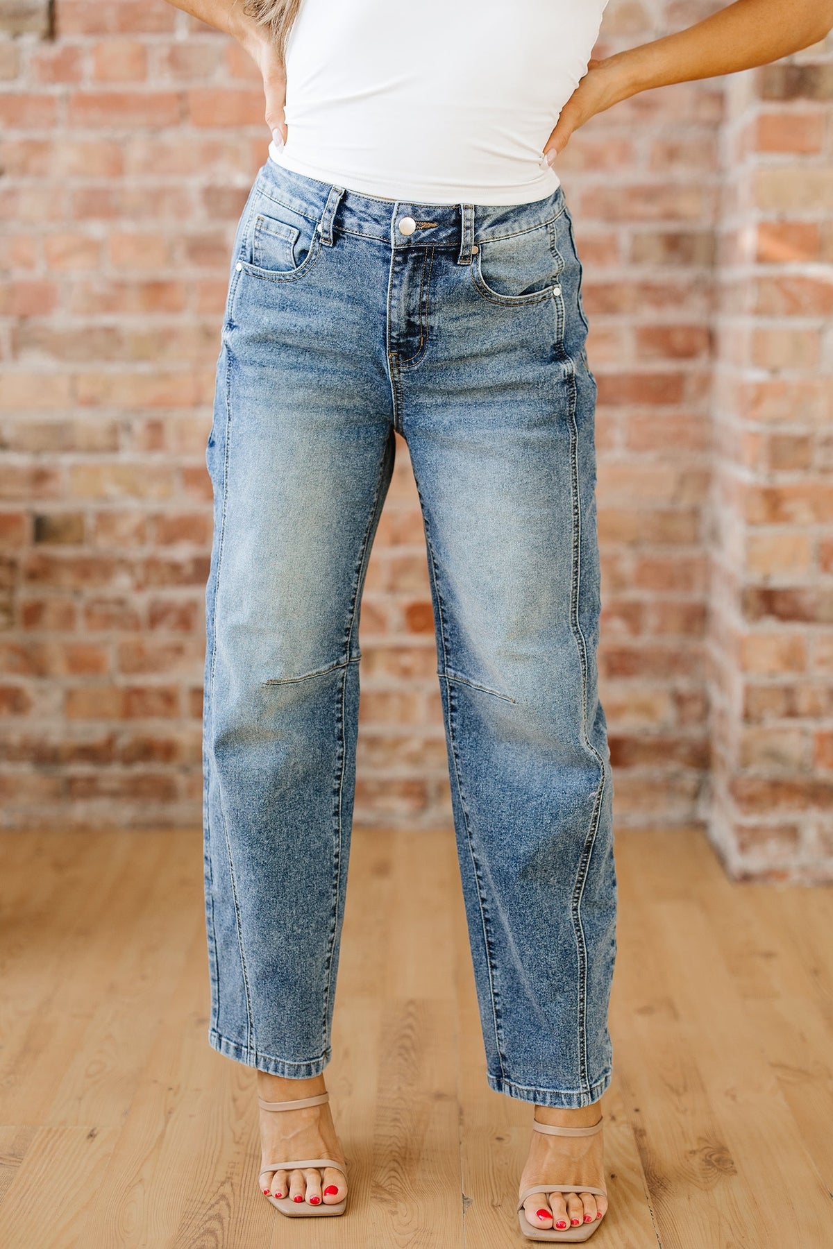 Dusk Blue Vintage Washed Seam Detail Shift Jeans