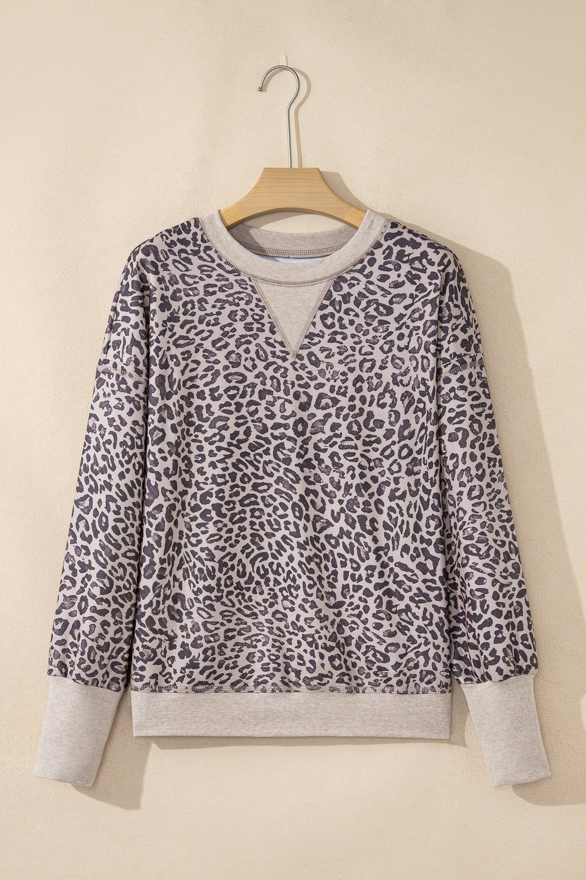 Leopard Patchwork Crew Neck Sweatshirt