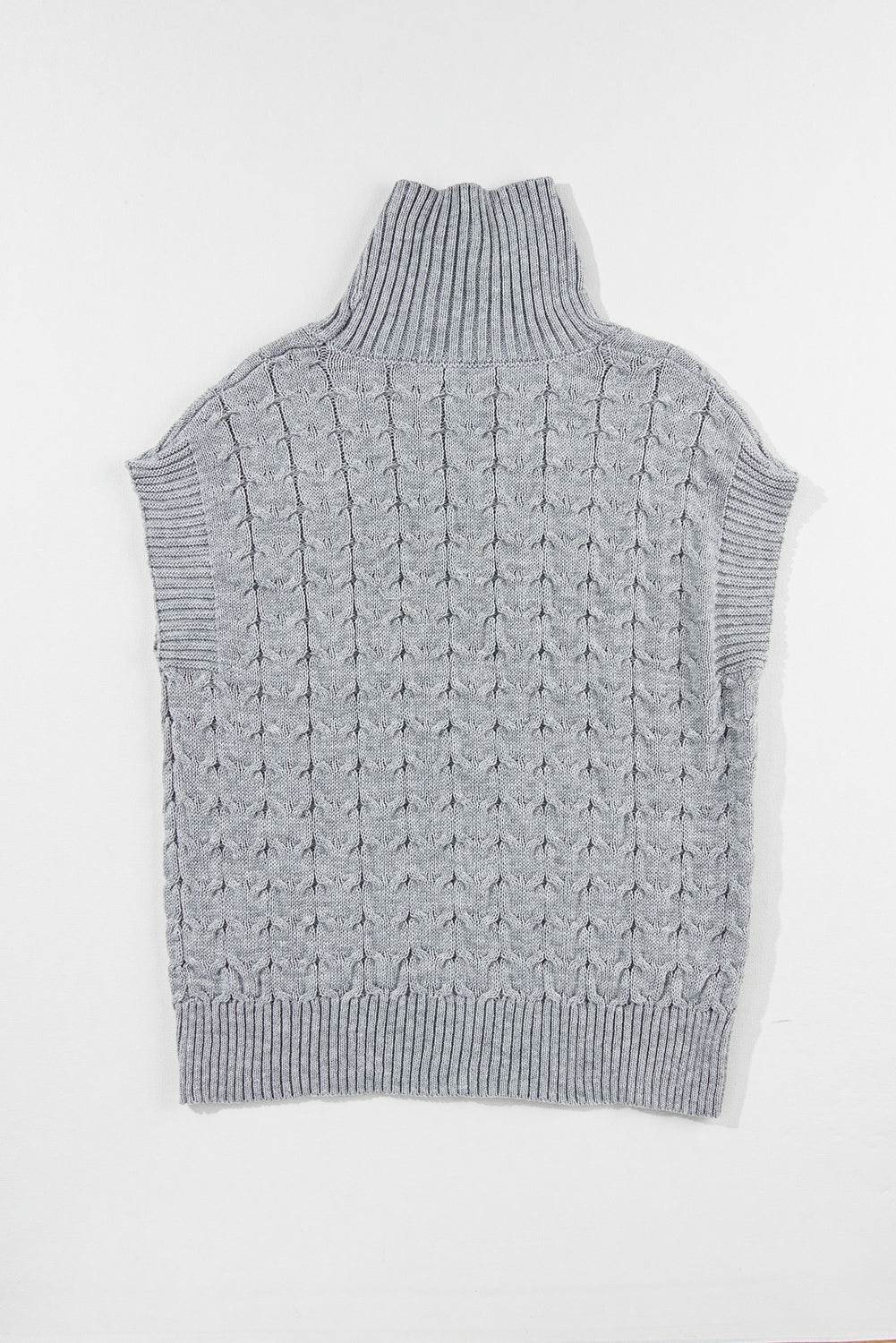 Cable Knit Turtleneck Batwing Short Sleeve Sweater