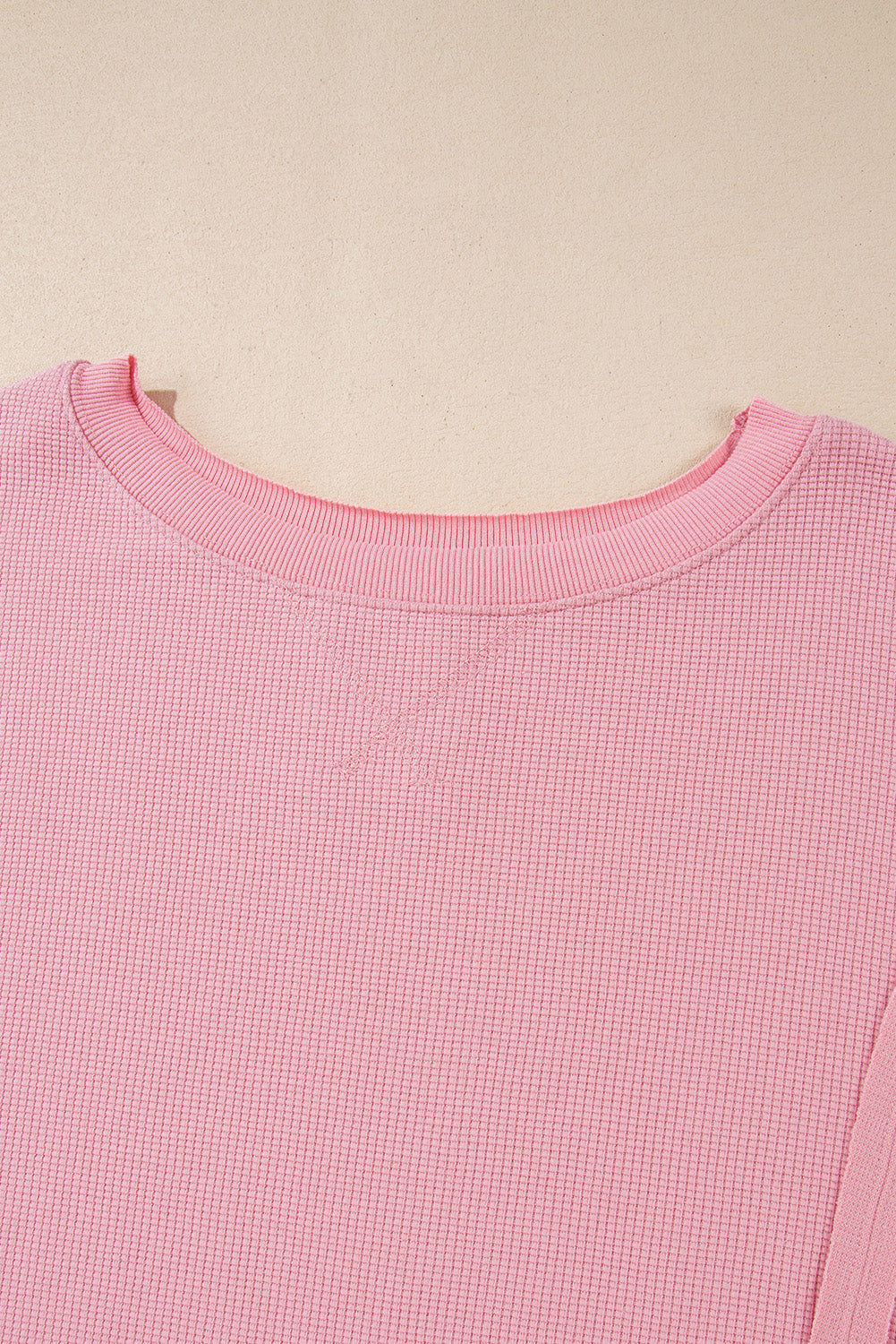Waffle Knit Bishop Sleeve Side Split Top