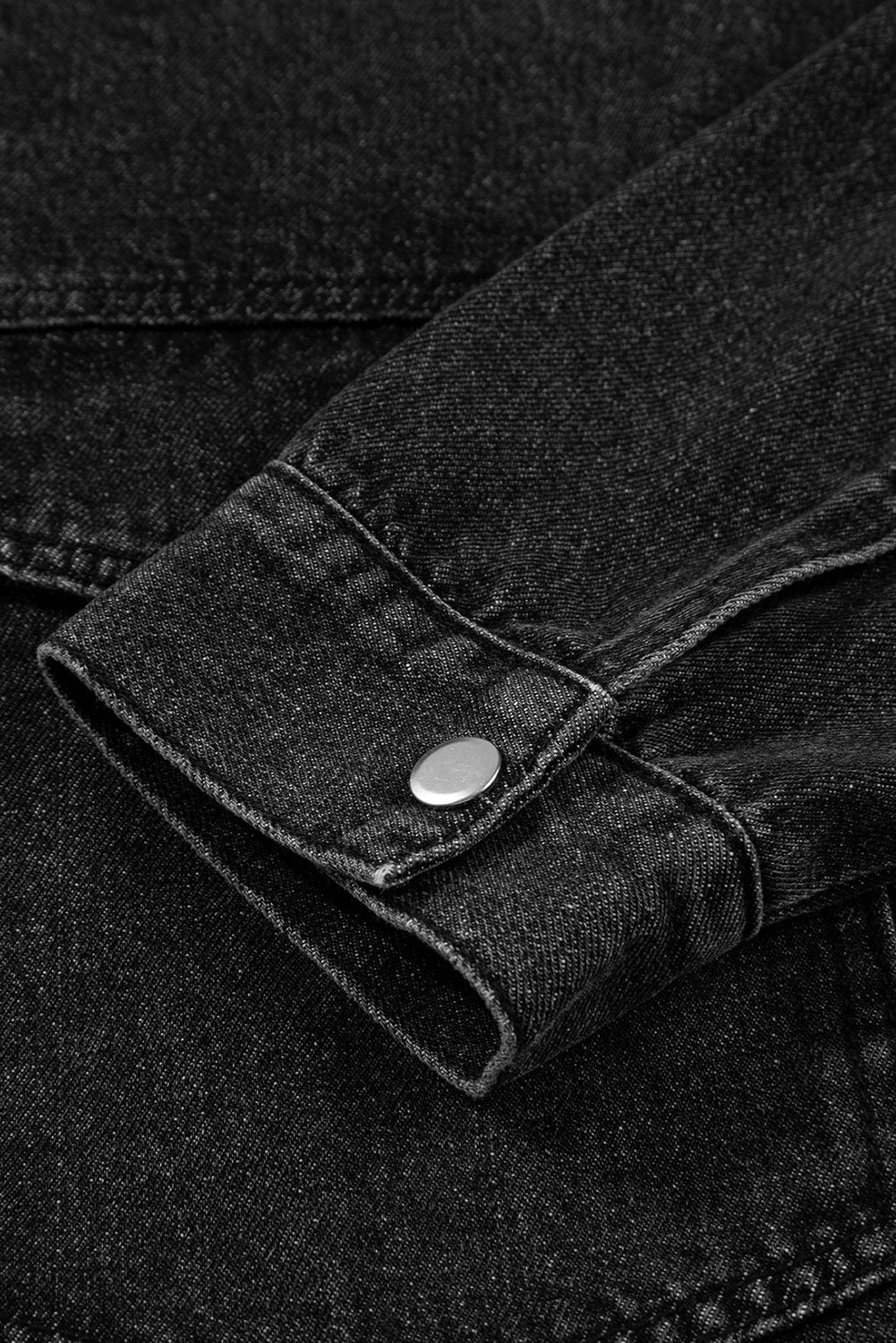 Denim Chest Pocket Drop Shoulder Hooded Jacket