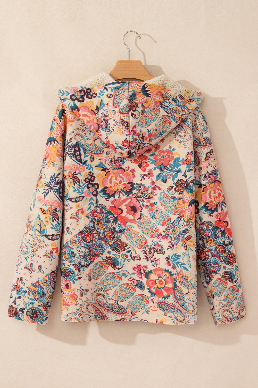 Floral Sherpa Lined Hooded Jacket