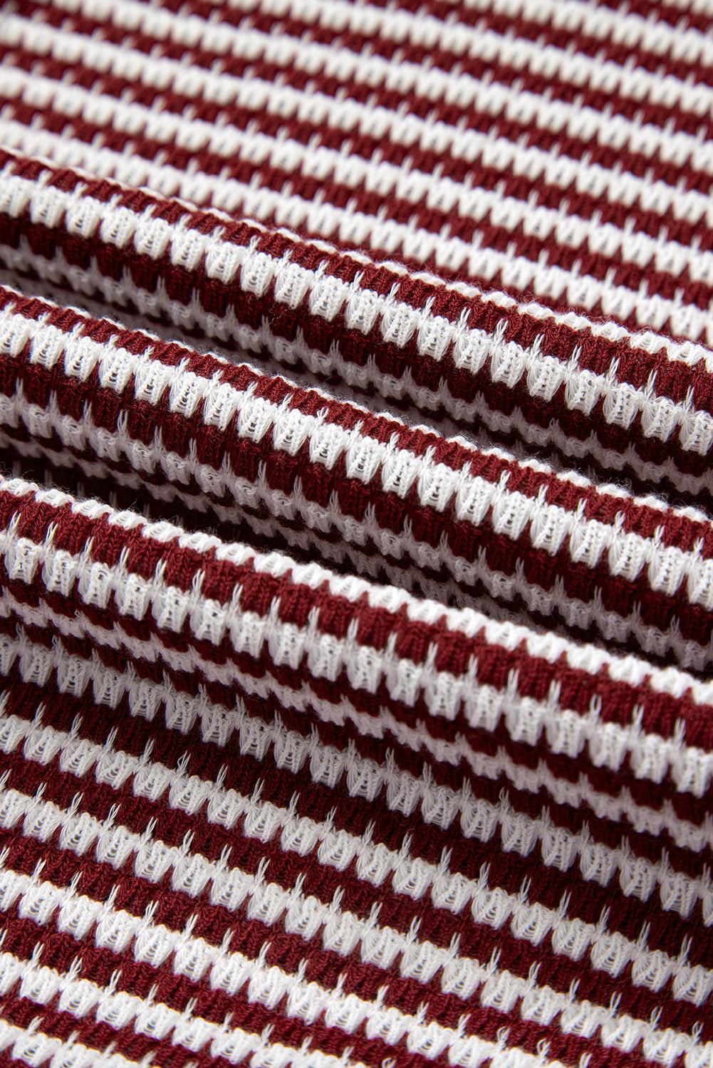 Stripe Ribbed Trim Drop Shoulder Top