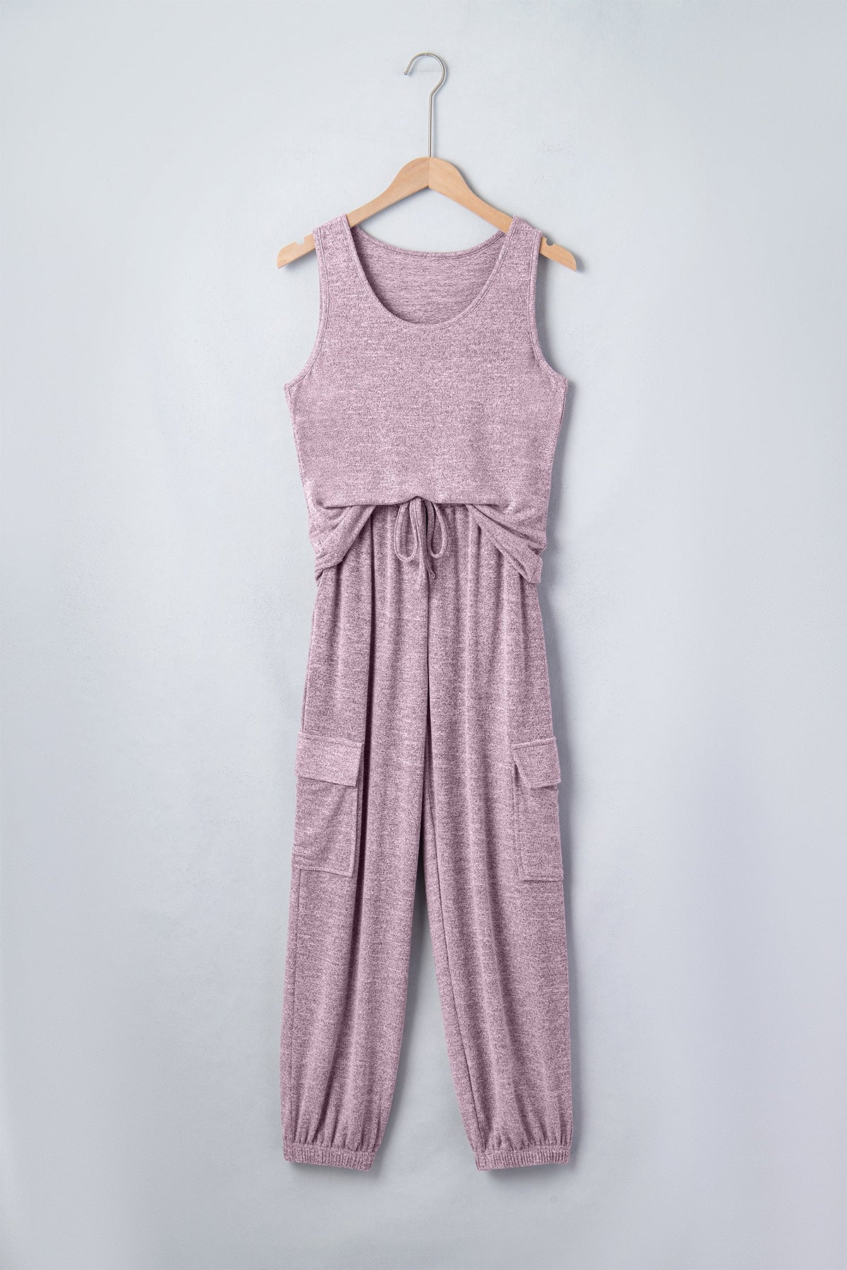 Solid Tank Top & Drawstring Jogger Pants Set