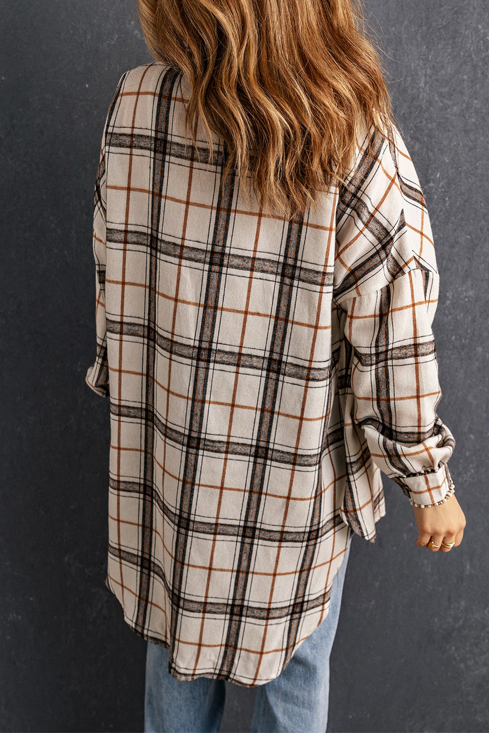 Plaid Side Slit Oversized Shacket