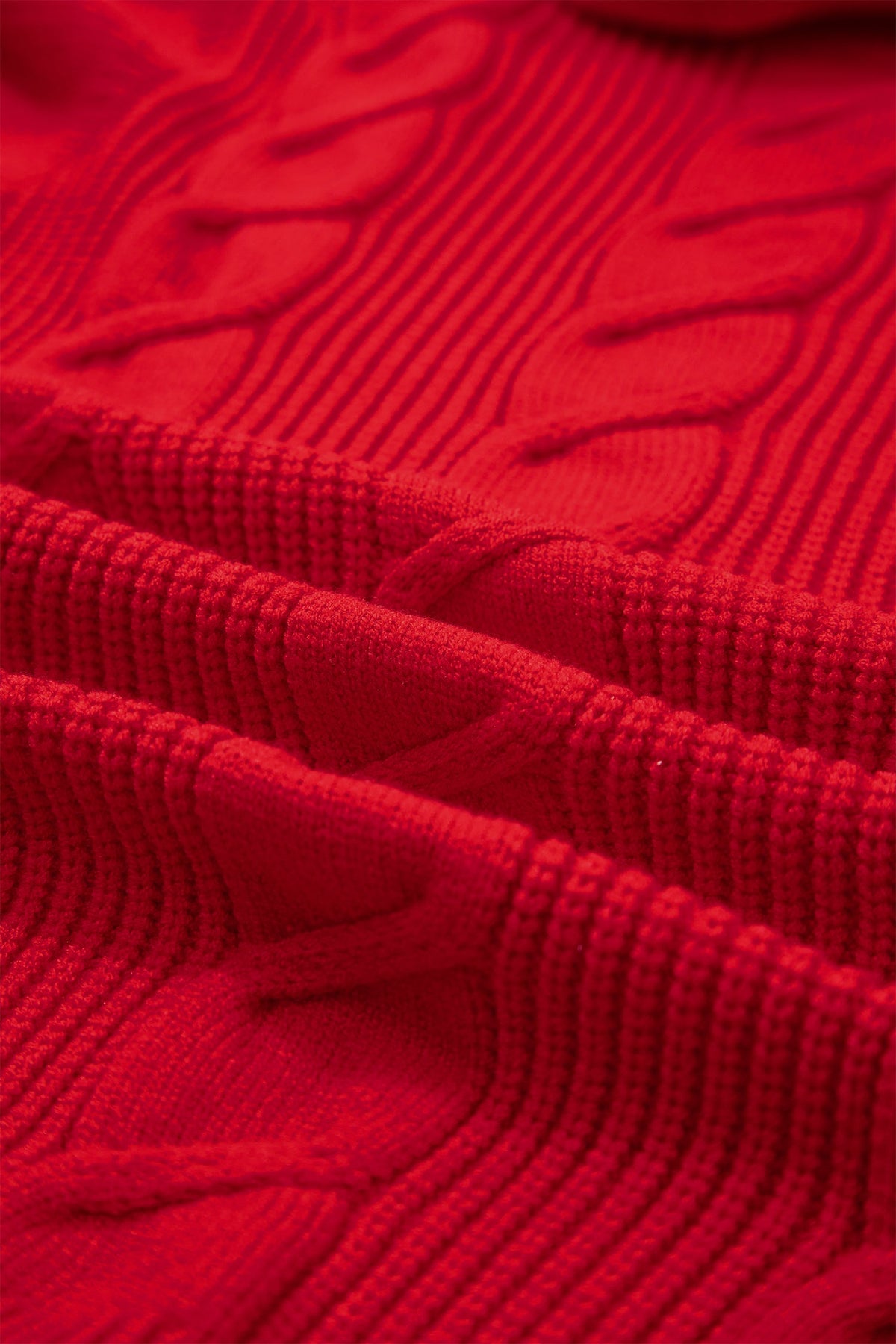 Cable Knit Turtleneck Ruffle Short Sleeve Sweater