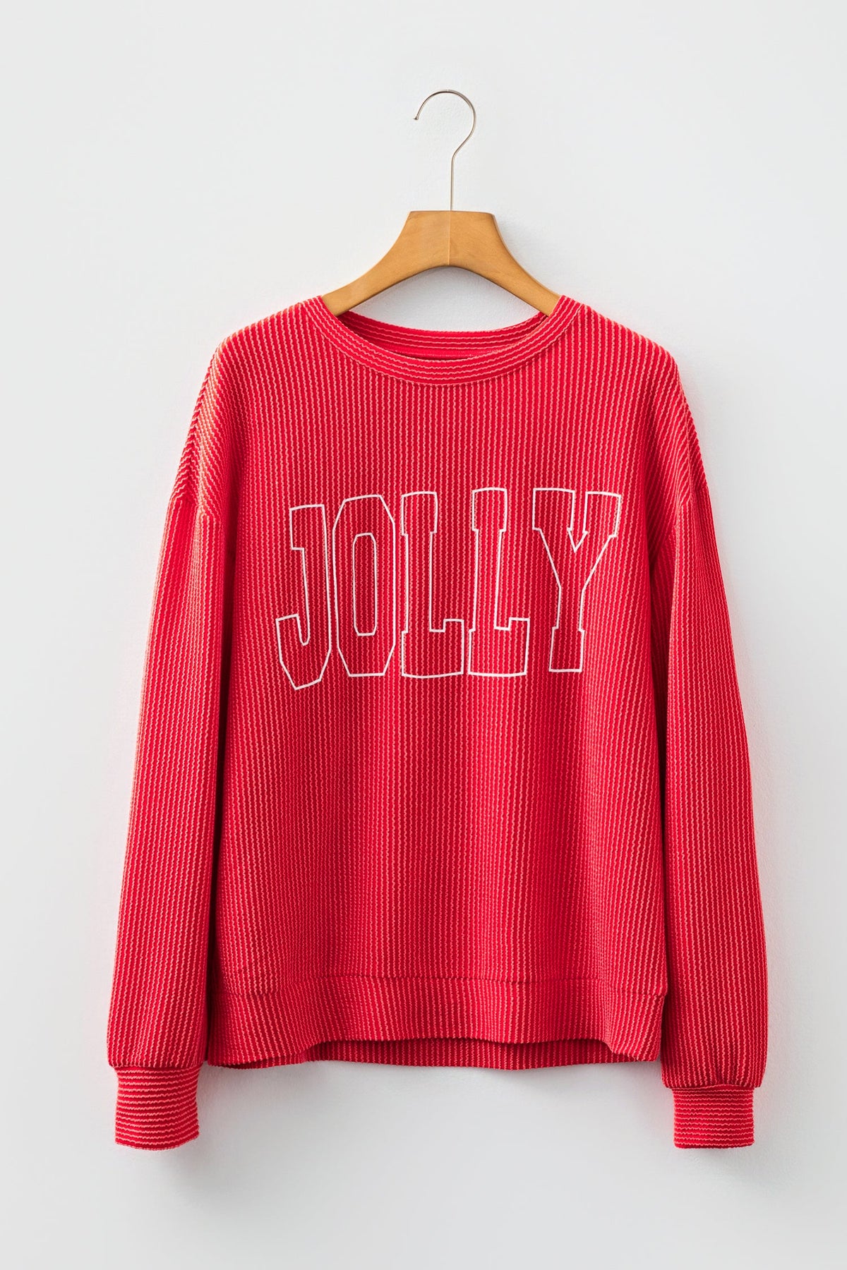 Christmas MERRY/JOLLY Letter Print Long Sleeve Top