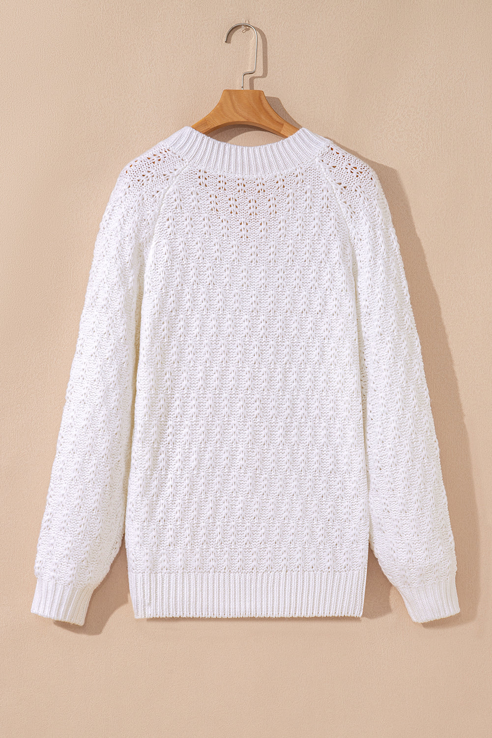 Textured Knit Ribbed Edge V-Neck Sweater