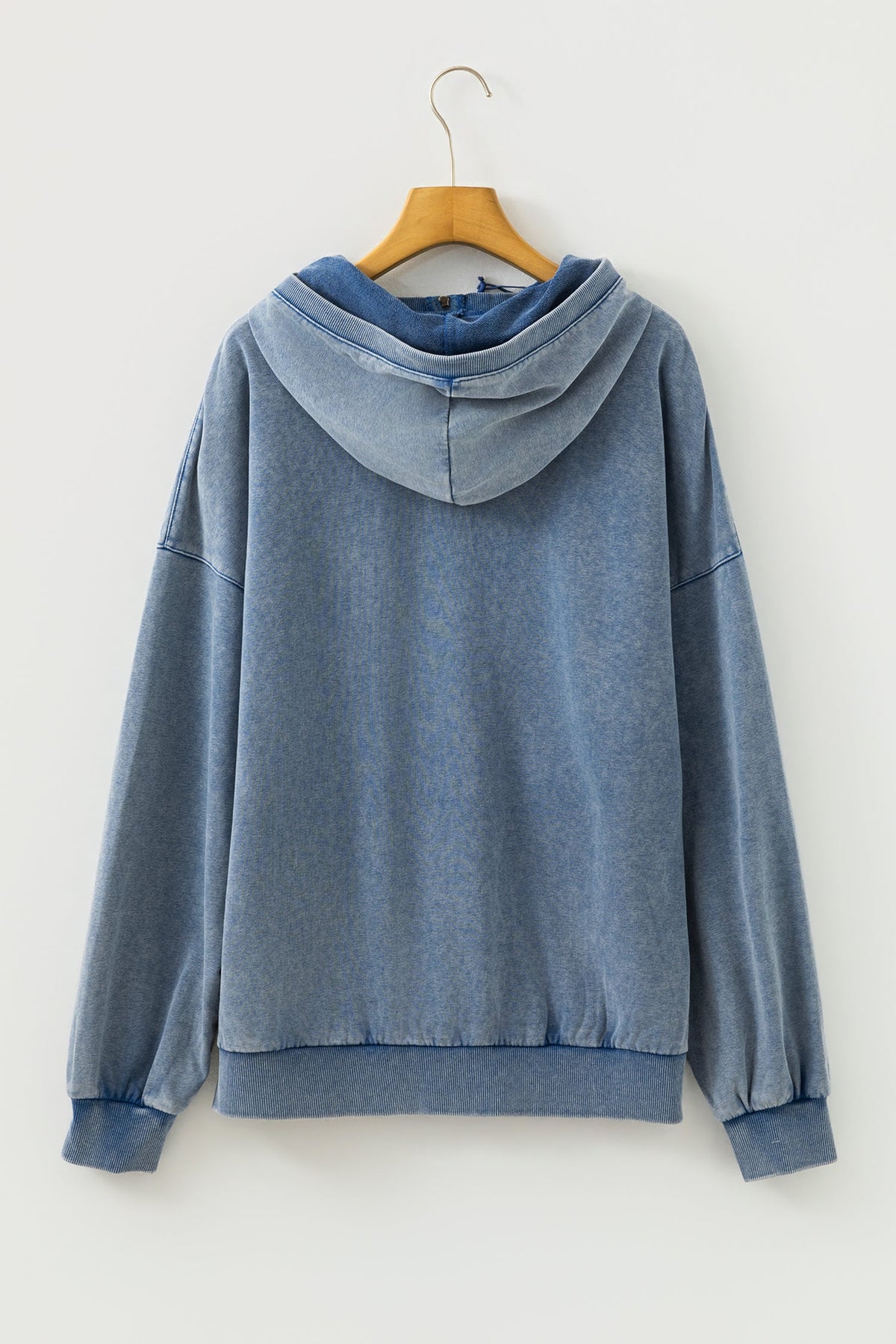 Solid Half-Zip Kangaroo Pocket Baggy Hoodie