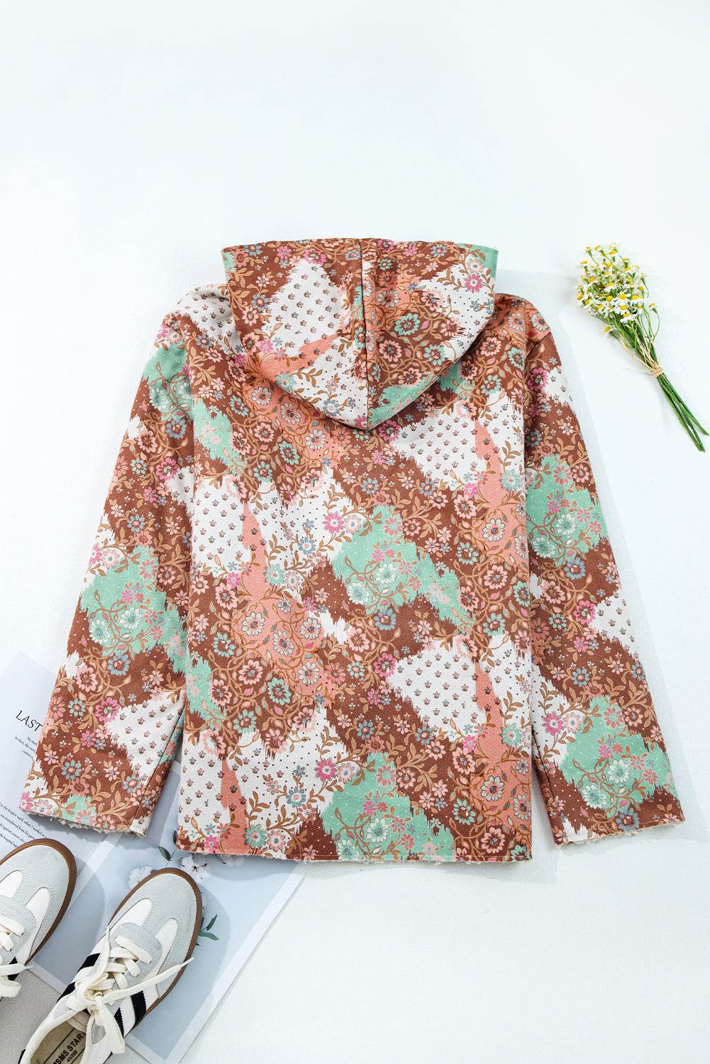 Floral Sherpa Lined Hooded Jacket