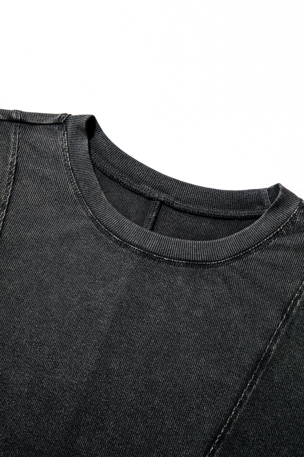 Solid Ribbed Knit Buttoned Long Sleeve Top