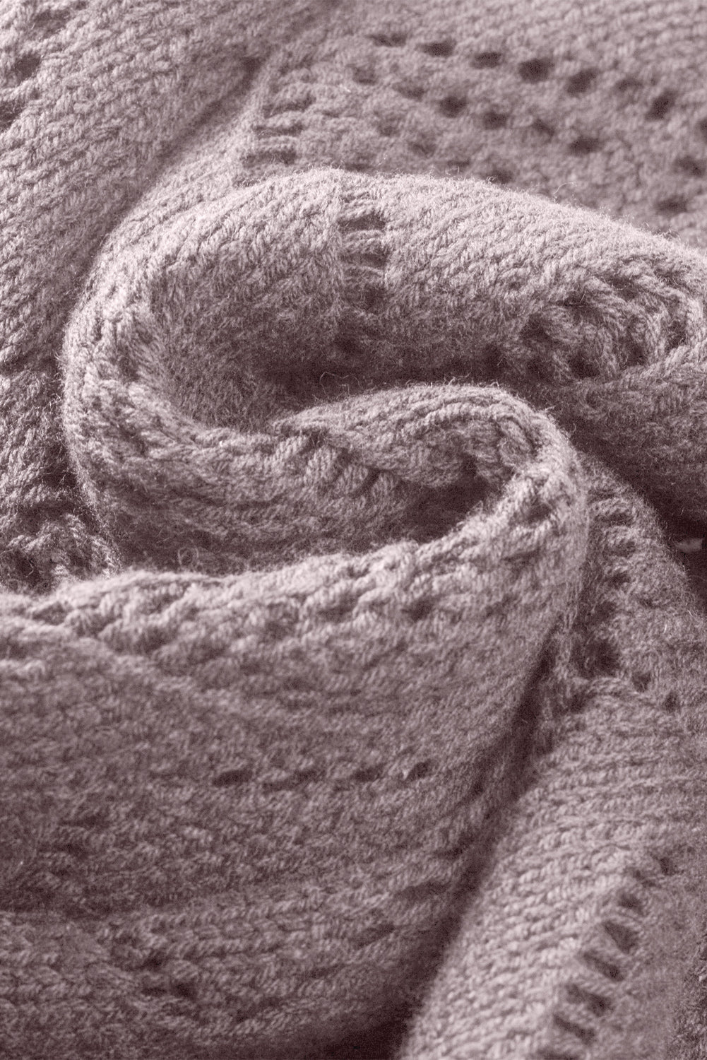 Solid Openwork Knit Button-Up Cardigan