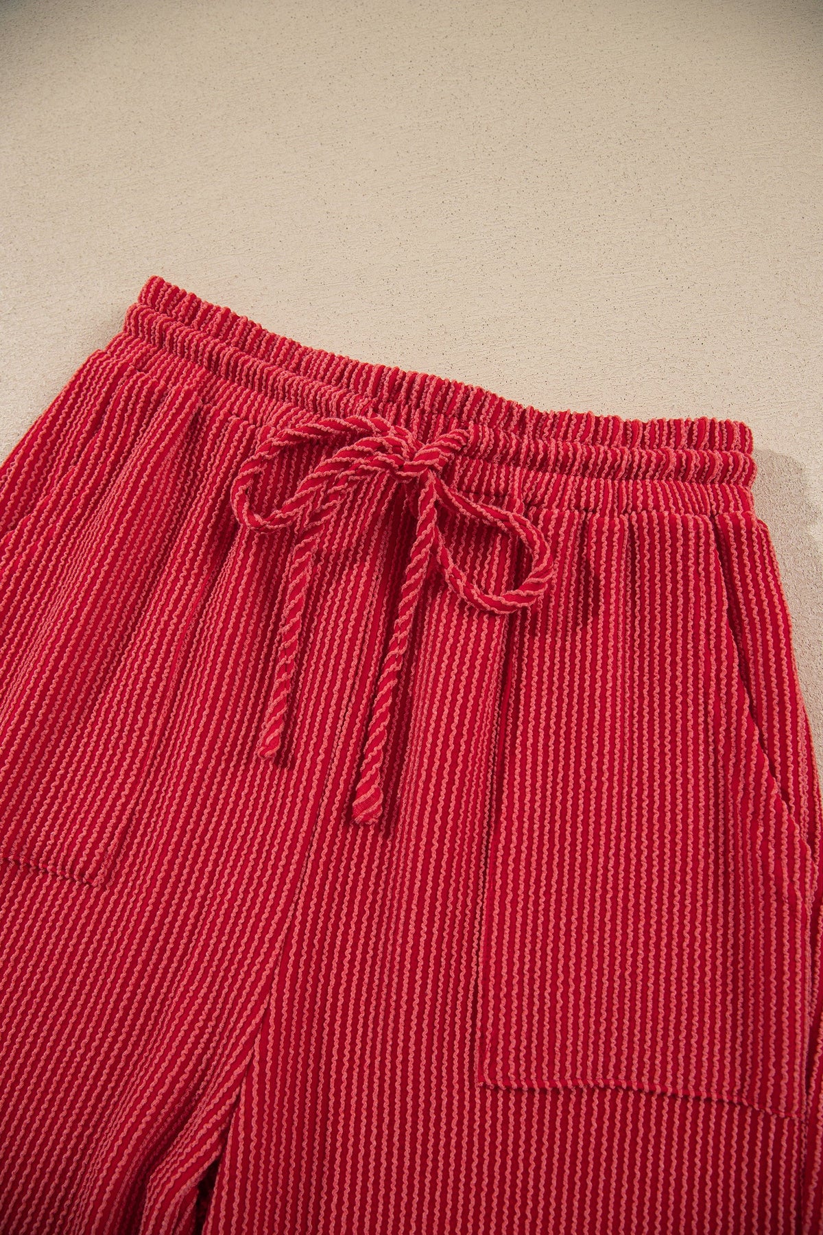 Christmas Letter Print Corded Knit Top & Pants Set