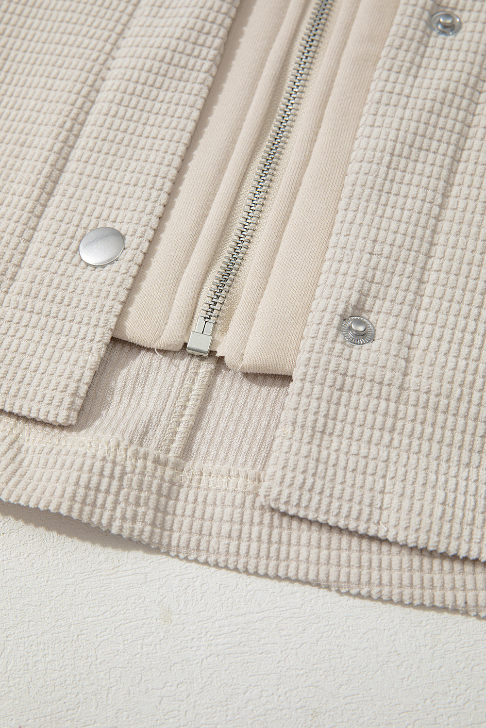 Textured Knit Pocketed Drawstring Hooded Jacket