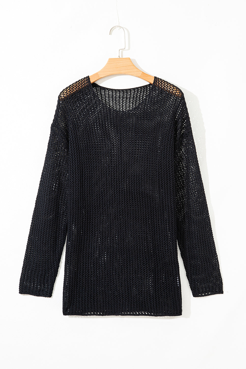Solid Crochet Hollow-Out Sweater