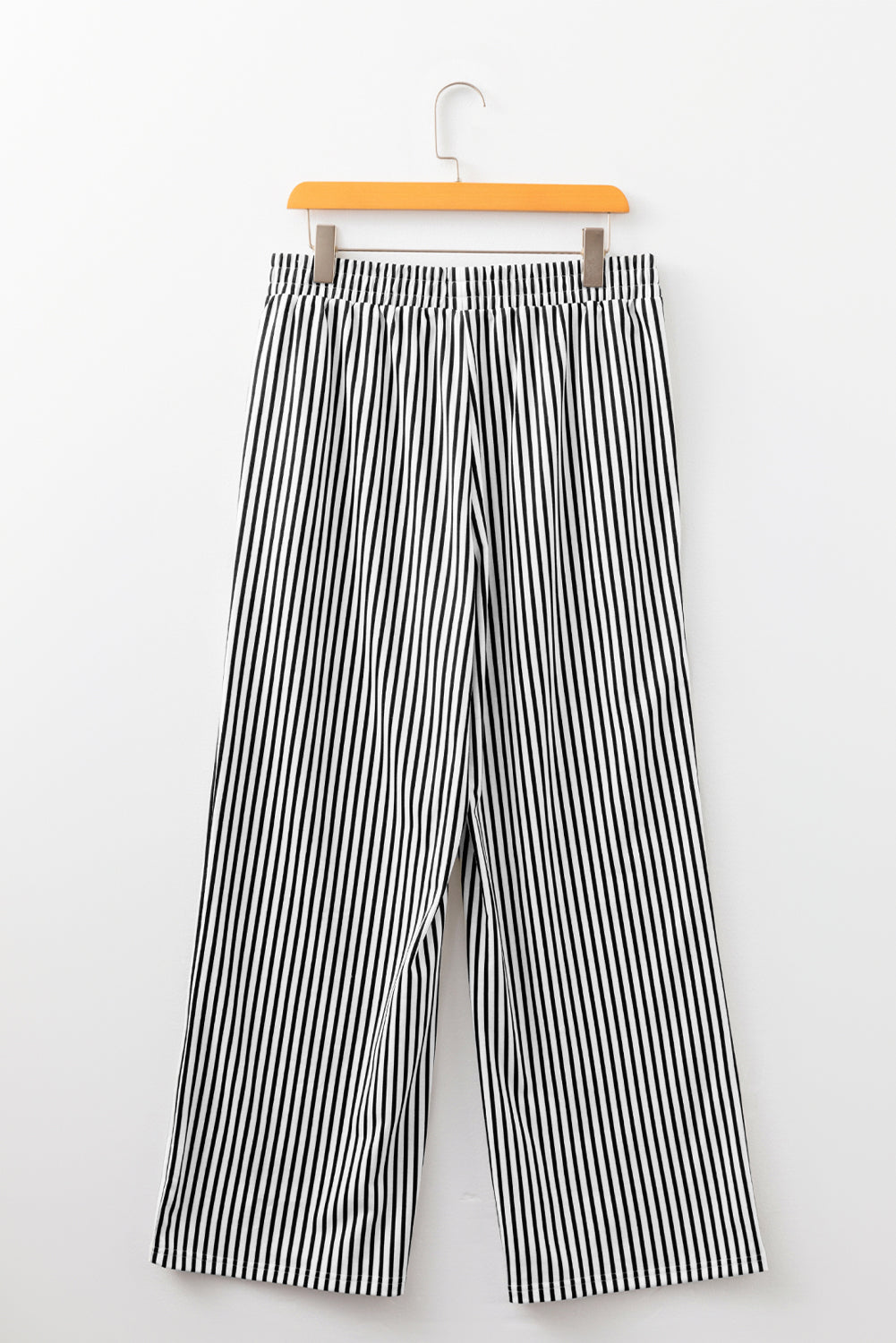 Stripe Pocketed Elastic High Waist Pants