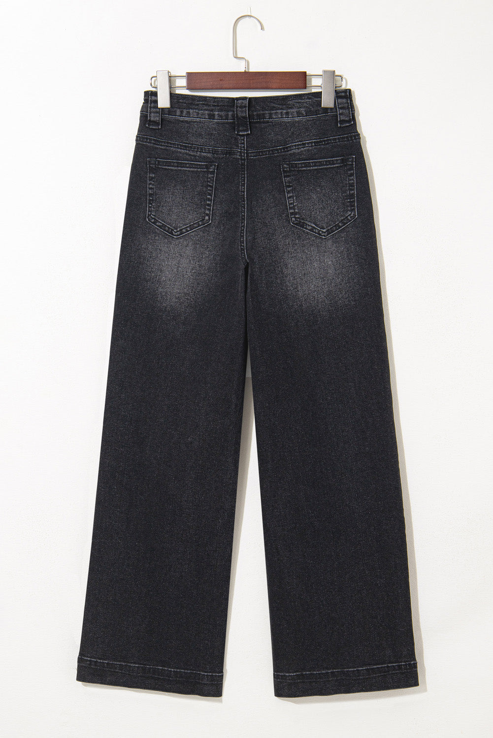 Denim Patch Pocket Wide Leg Jeans