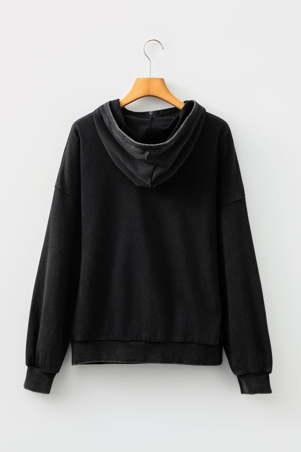 Solid Half-Zip Kangaroo Pocket Baggy Hoodie