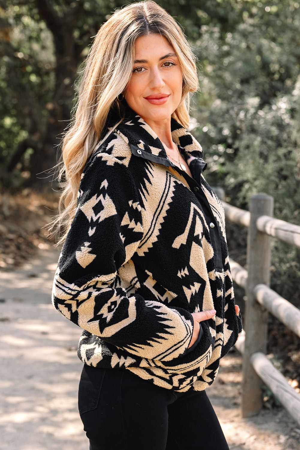 Western Aztec Fleece Half Zip Sweatshirt