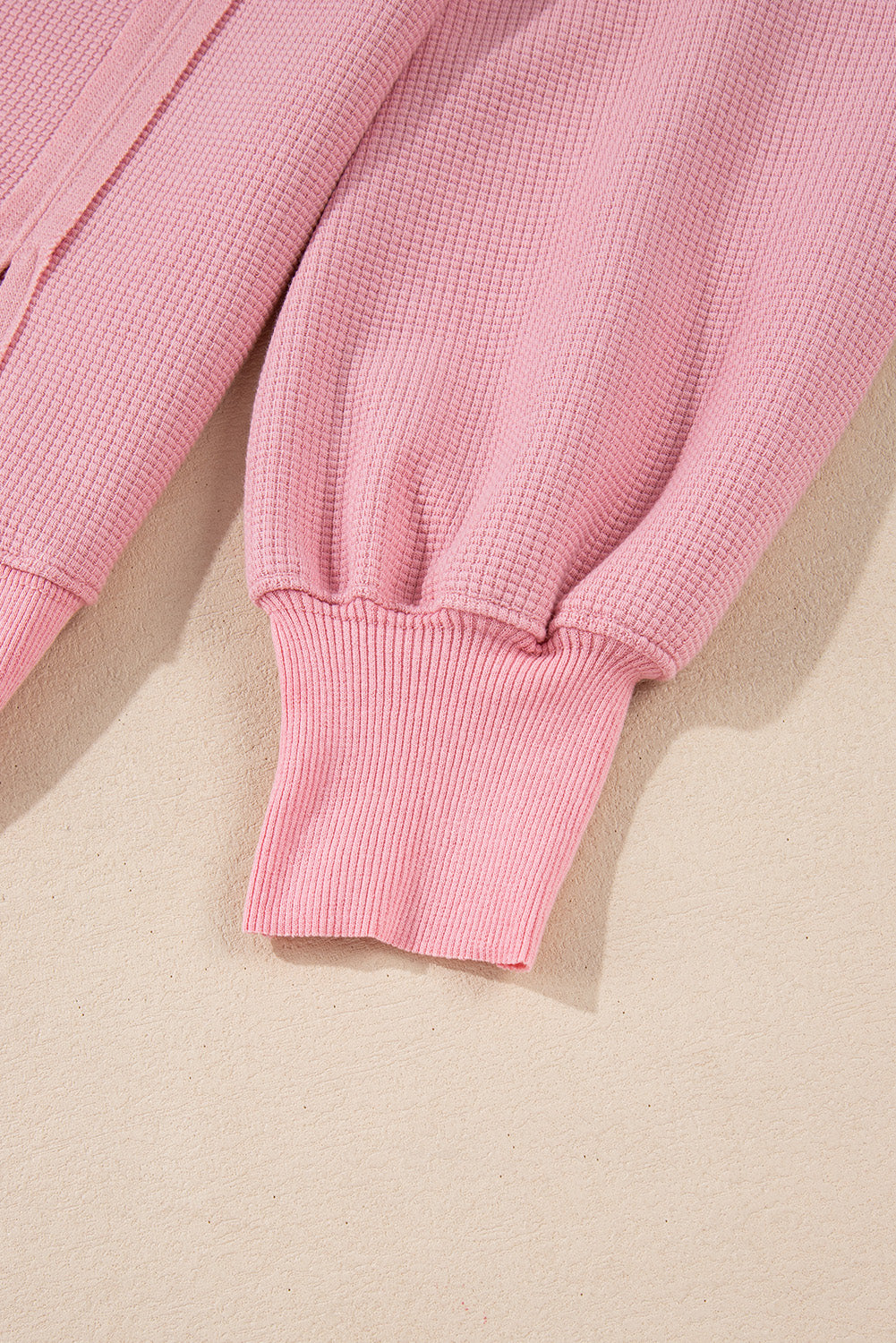 Waffle Knit Bishop Sleeve Side Split Top