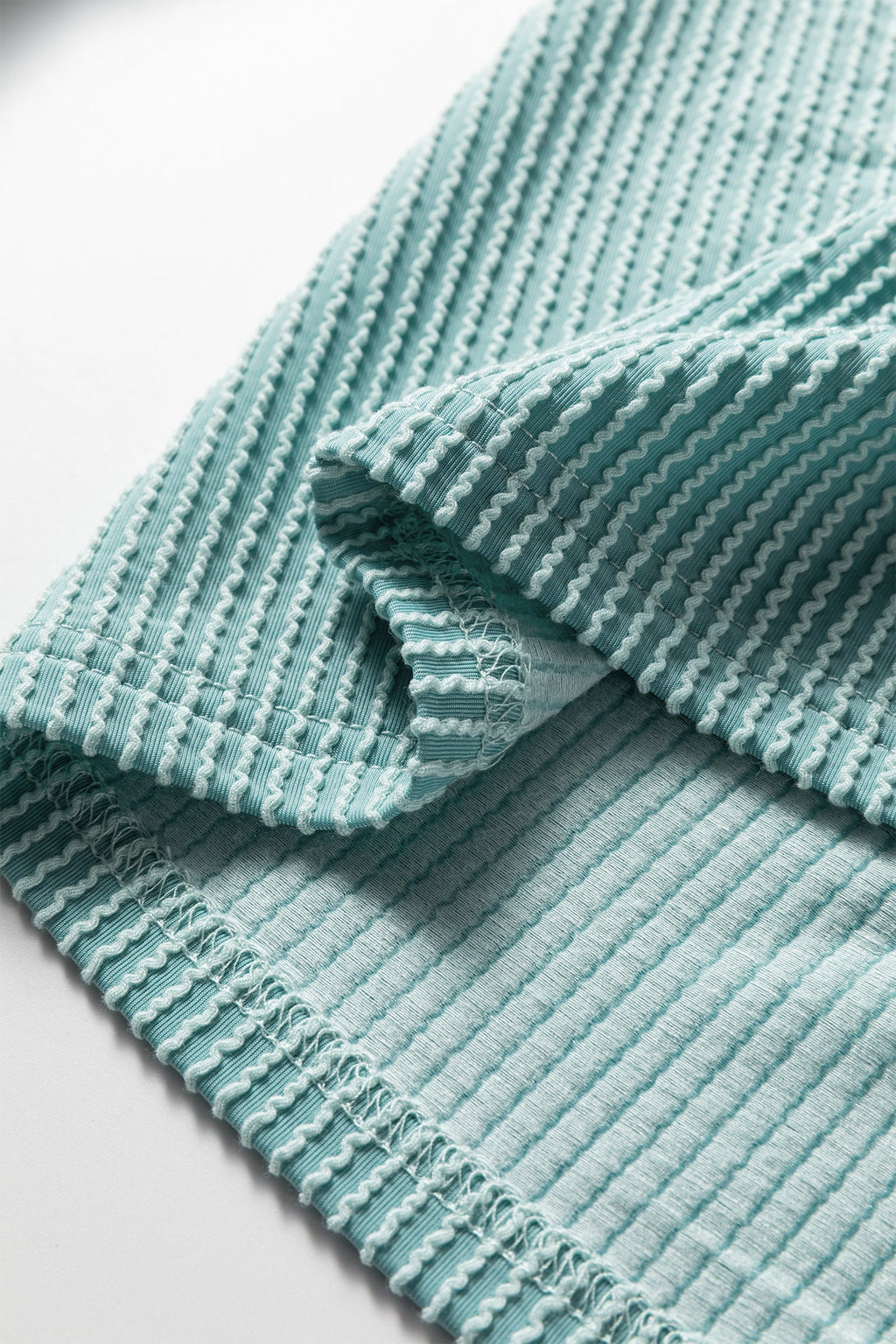 Corded Knit Roll-Up Sleeve Collared Henley Top